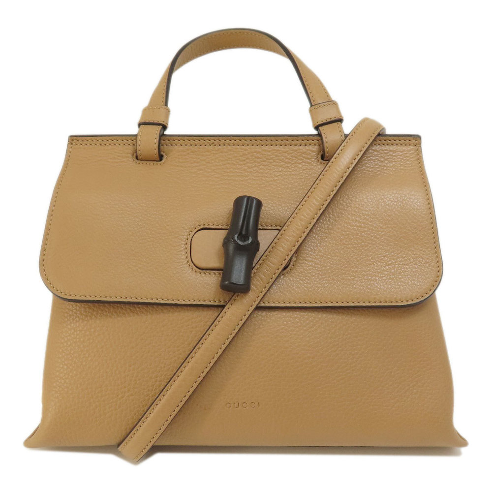 Gucci Bamboo Daily 2way Handbag Leather Brown